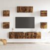 vidaXL Set di Mobili Porta TV 7 pz Rovere Fumo in Legno Multistrato