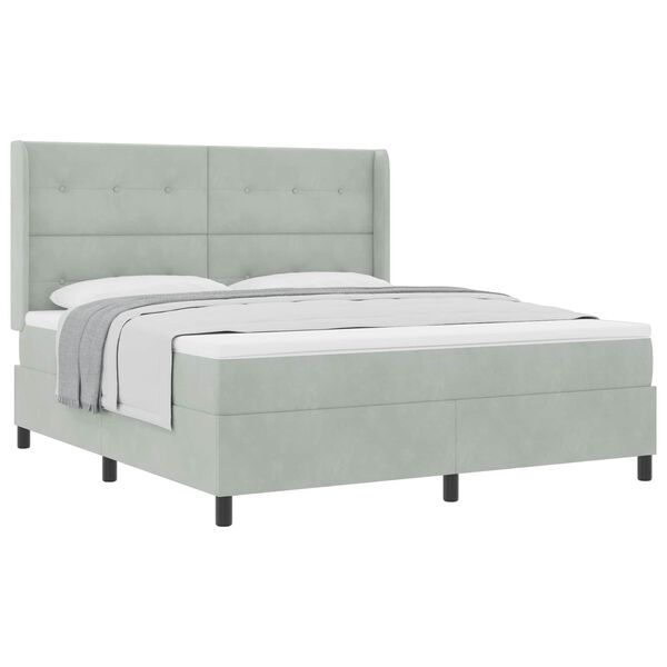 vidaXL Letto a molle con materasso Grigio chiaro 180 x 200 cm Velluto