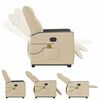 vidaXL Poltrona Alzapersona Massaggiante Reclinabile Crema in Tessuto