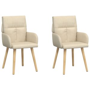vidaXL Sedie da pranzo 2 pz Tessuto Crema 60 x 56 x 96 cm