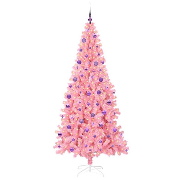 vidaXL Albero di Natale con 300 LED con supporto Rosa 210 cm PVC