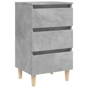 vidaXL Comodino con Gambe in Legno Massello Grigio Cemento 40x35x69 cm