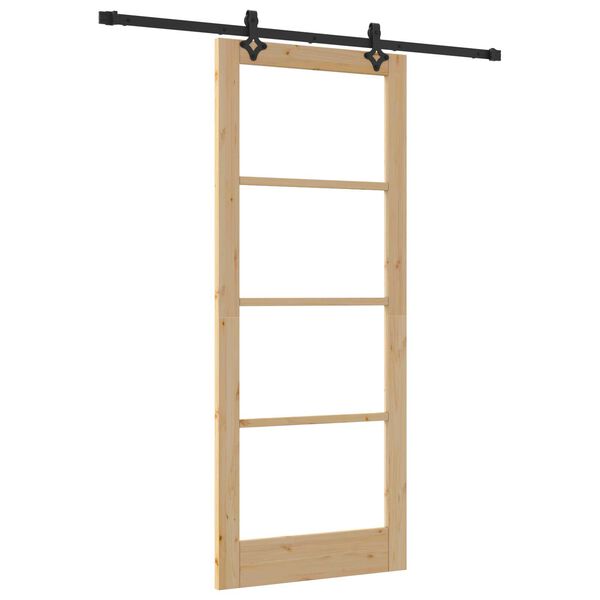 vidaXL Porta scorrevole ORKDAL Naturale e Nero 86 x 211 cm
