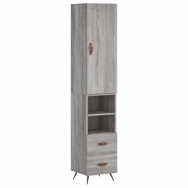vidaXL Credenza Grigio Sonoma 34,5x34x180 cm in Legno Multistrato