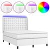vidaXL Giroletto Molle con Materasso e LED Bianco 140x200cm Similpelle