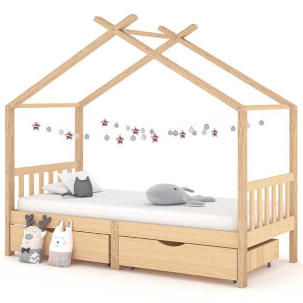 vidaXL Giroletto Bambini con Cassetti 90x200 cm Legno Massello di Pino