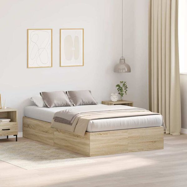 vidaXL Struttura letto con contenitore Rovere Sonoma 120 x 190 cm