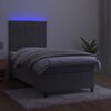 vidaXL Letto a Molle Materasso e LED Grigio Chiaro 100x200 cm Velluto