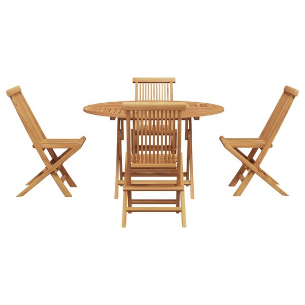 vidaXL Set da Pranzo per Giardino 5 pcs Marrone Legno di teak solido