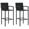 vidaXL Sgabelli da Bar 2 pz in Polyrattan Nero