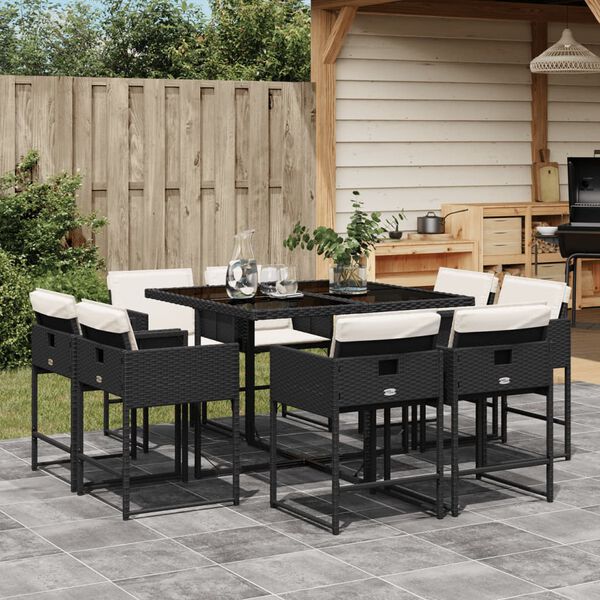 vidaXL Set da Pranzo da Giardino 9 pz con Cuscini Beige in Polyrattan