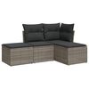 vidaXL Set Divani da Giardino 4 pz con Cuscini in Polyrattan Grigio
