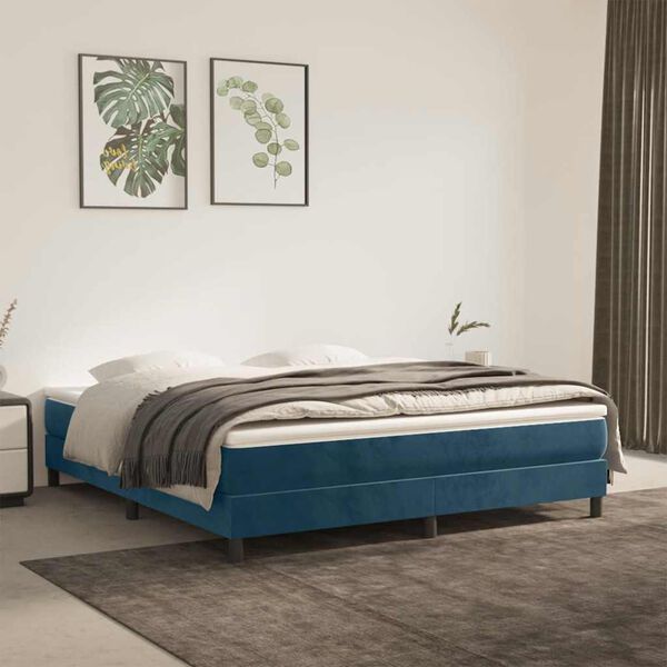 vidaXL Struttura Letto a Rete a Molle Blu Scuro 160x200 cm in Velluto