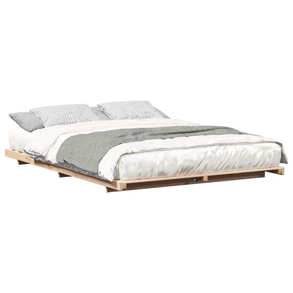 vidaXL Struttura letto a terra Marrone 140 x 220 cm