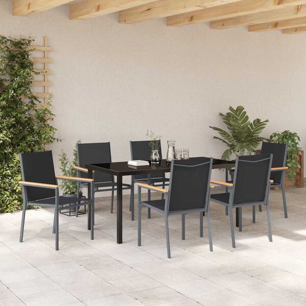 vidaXL Set da Pranzo per Giardino 7 pcs Nero