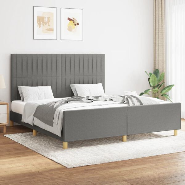 vidaXL Giroletto senza Materasso Grigio Scuro 160x200 cm Tessuto