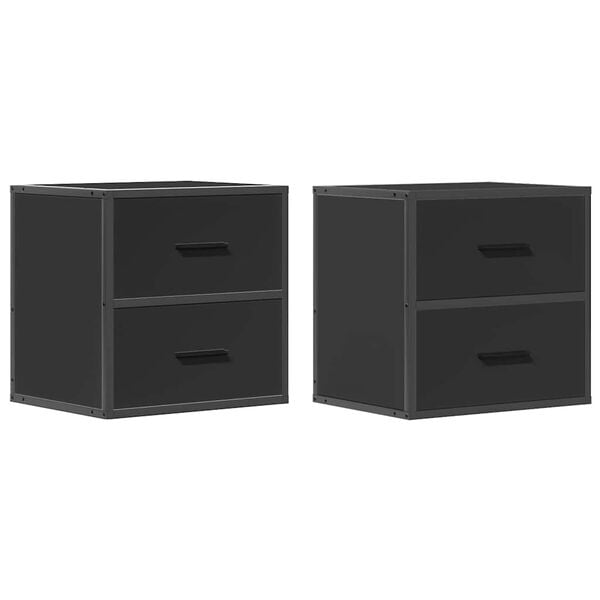 vidaXL Comodini a Muro 2 pz Nero 40x31x39,5 cm