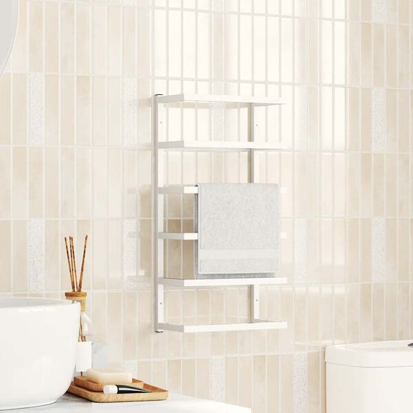 vidaXL Portasciugamani Bianco 24x12x48 cm in Acciaio