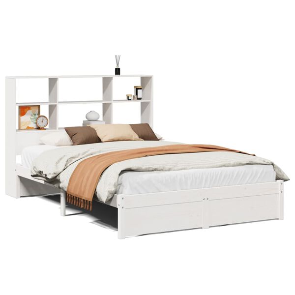 vidaXL Letto Libreria senza Materasso Bianco 160x200 cm Legno di Pino