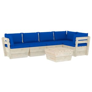 vidaXL Set Divani da Giardino su Pallet 6 pz con Cuscini Legno Abete