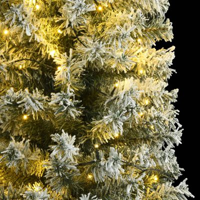 vidaXL Albero di Natale Sottile con 300 LED e Neve Floccata 300 cm
