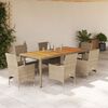 vidaXL Set Pranzo da Giardino 7 pz con Cuscini Beige Polyrattan Acacia