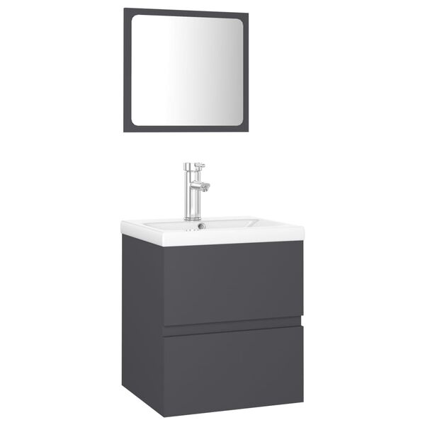 vidaXL Set Mobili da Bagno Grigio in Legno Multistrato