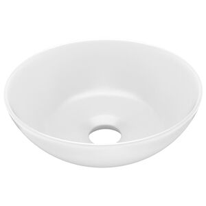 vidaXL Lavandino da Bagno in Ceramica Bianco Opaco Rotondo