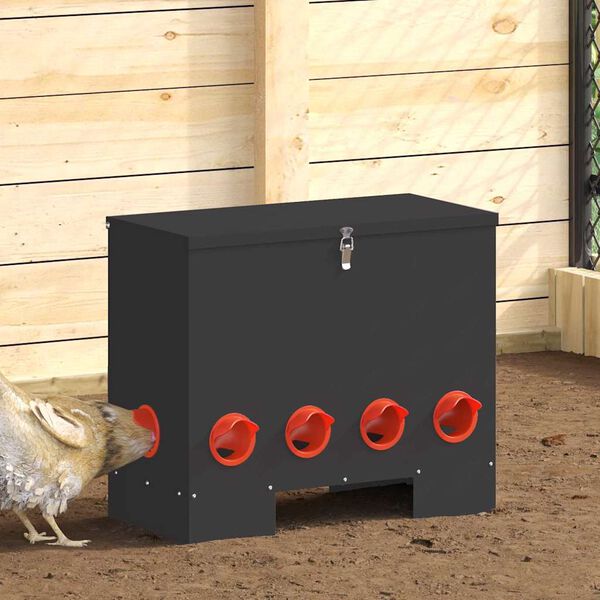 vidaXL Feeder per pollo 2 pcs Nero 60,5 x 29 x 51 cm