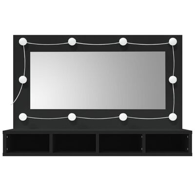 vidaXL Mobile a Specchio con LED Nero 90x31,5x62 cm