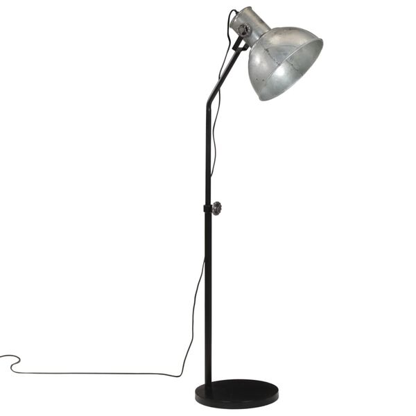 vidaXL Lampada da Terra 25 W Argento Vintage 30x30x90-150 cm E27