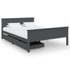 vidaXL Giroletto 2 Cassetti Grigio Scuro Legno Massello Pino 140x200cm