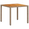 vidaXL Tavolo da Giardino Beige 90x90x75 cm Polyrattan e Legno Acacia