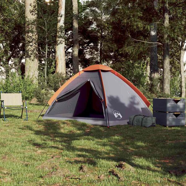 vidaXL Tenda da Campeggio a Cupola 2 Persone Grigio e Arancione