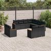 vidaXL Set Divani da Giardino 11 pz con Cuscini in Polyrattan Nero
