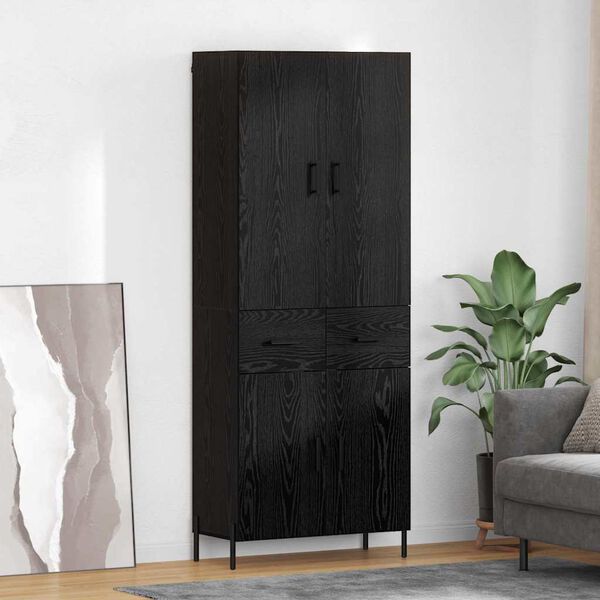 vidaXL Credenza Rovere Nero 69,5 x 34 x 180 cm Legno multistrato