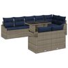 vidaXL Set Divano da Giardino 9 pz 8-Numero di posti Grigio e Blu Navy