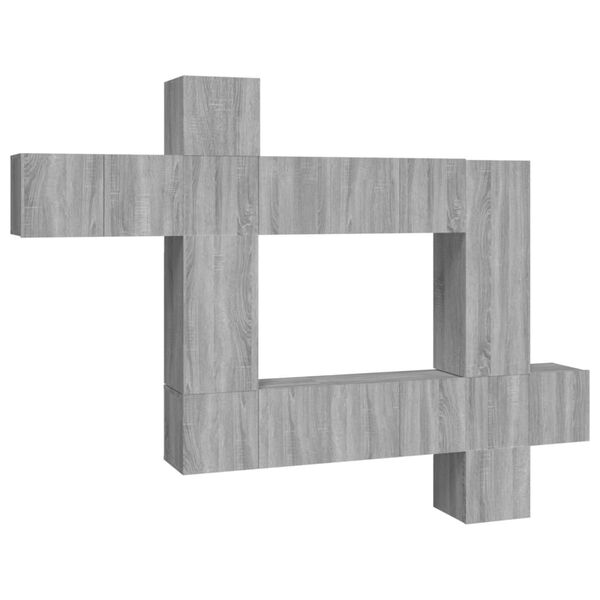 vidaXL Set Mobili Porta TV 10 pz Grigio Sonoma in Legno Multistrato