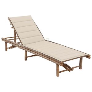vidaXL Lettino Prendisole da Giardino con Cuscino in Bamb&ugrave;
