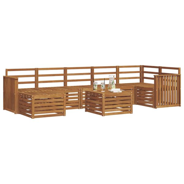 vidaXL Set divani 8 pcs Naturale Legno di Acacia Massello
