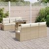 vidaXL Set Divano da Giardino con cuscino 7 pcs Beige Poly Rattan
