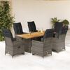 vidaXL Set Bistr&ograve; da Giardino 7 pz con Cuscini in Polyrattan Grigio