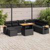 vidaXL Set Divani da Giardino 9 pz con Cuscini Nero Polyrattan Acacia