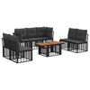 vidaXL Set Divano da Giardino 8 pz Nero e Grigio scuro polyrattan