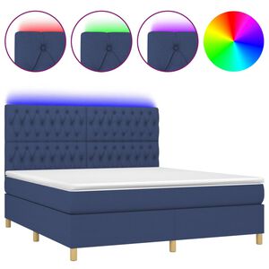 vidaXL Letto a Molle con Materasso e LED Blu 180x200 cm in Tessuto