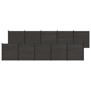 vidaXL Set di Recinzione 10 pcs 1737 x 186 cm WPC e Alluminio Nero