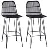 vidaXL Sgabello da bar 2 pcs Nero 44 x 55 x 109 cm Rattan e acciaio