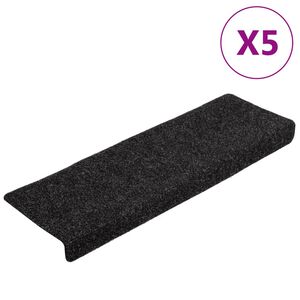 vidaXL Tappetini per scale autoadesivi 5 pz 65x21x4 cm neri con bordo rettangolare