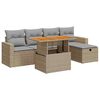 vidaXL Set Divano da Giardino 6 pz con Cuscini Beige Polyrattan Acacia