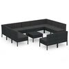 vidaXL Set Divani da Giardino 12 pz con Cuscini in Polyrattan Nero